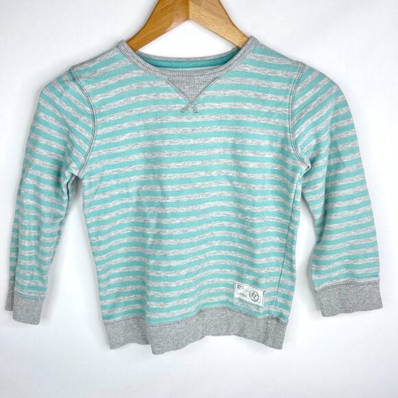 Sonoma Goods For Life Teal & Grey Striped Sweatshirt 7X - Picture 2 of 8